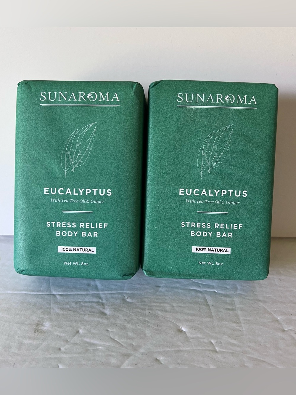 NIP Sunaroma Soap 2 Eucalyptus with Tea Tree Oil 8oz Stress Relief Body Bars
